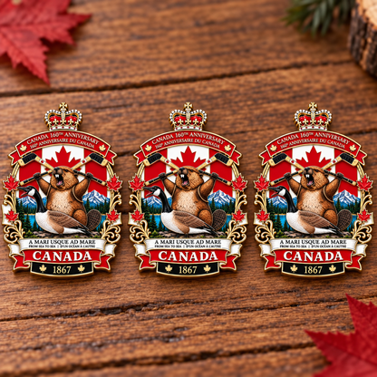 🍁 Canada 160th Anniversary 3D Enamel Tribute Badge – “A Mari Usque Ad Mare” 🇨🇦