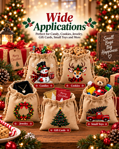 🎄 Christmas Gift Bags – Festive Prints, Sturdy Drawstring & Reusable
