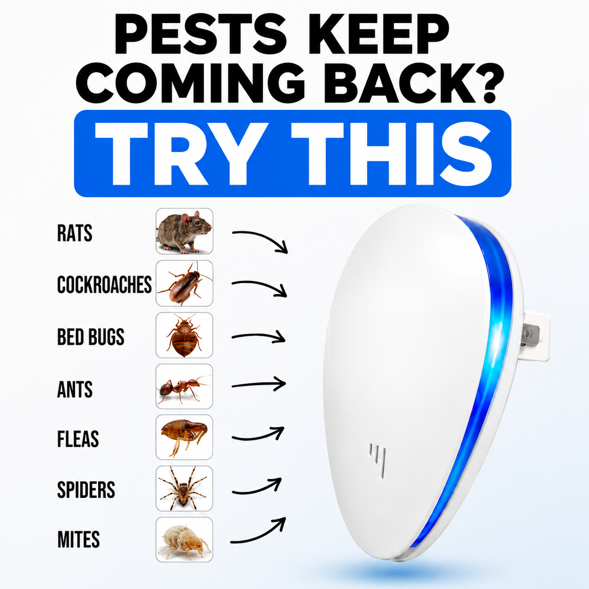 Ultrasonic Pest Repeller - Banish 14+ Pests for Good